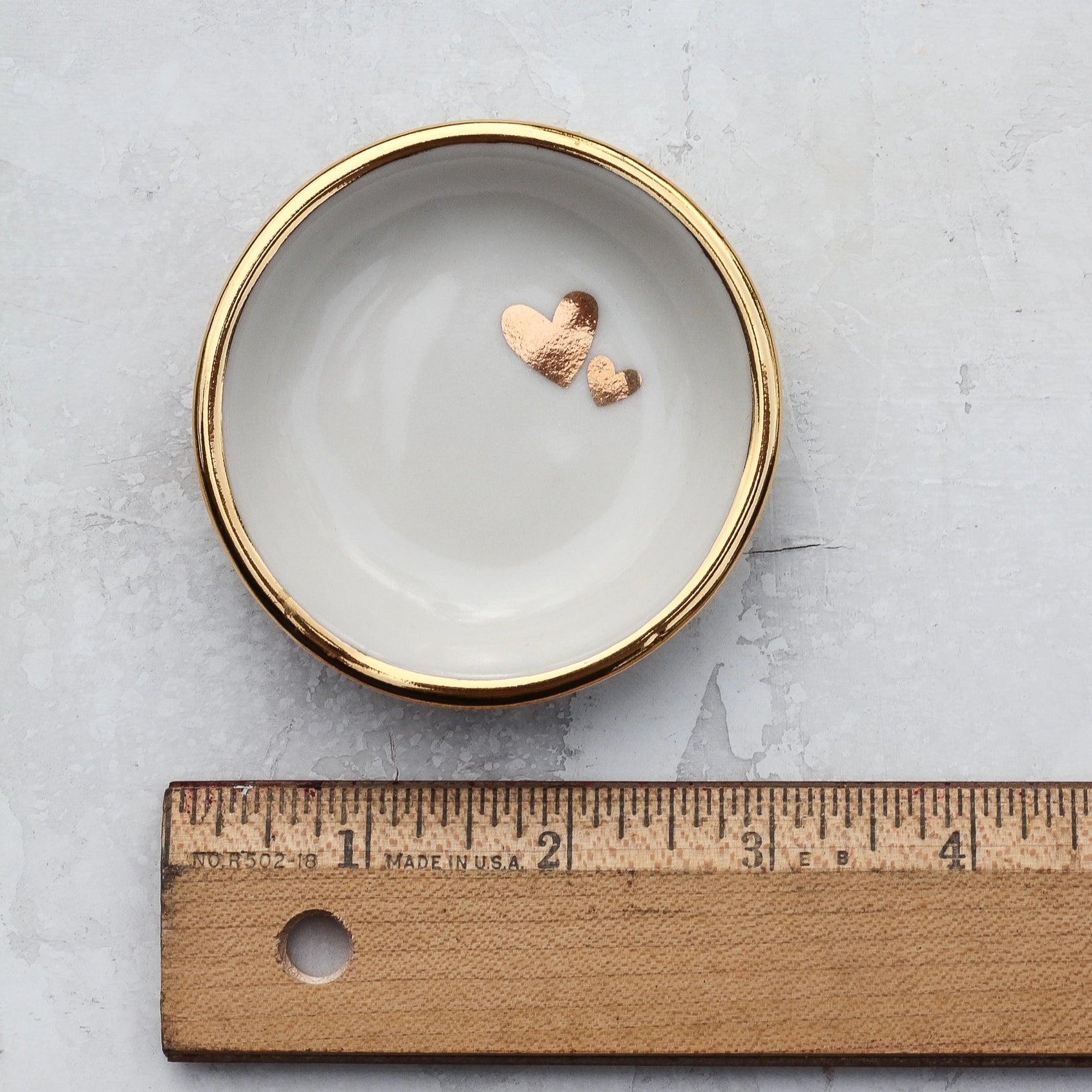 White Double Heart Ring Dish