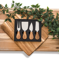 4-Piece Acacia Cheese Tool Set