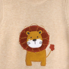 Lion Applique Knit Sleeveless Baby Romper