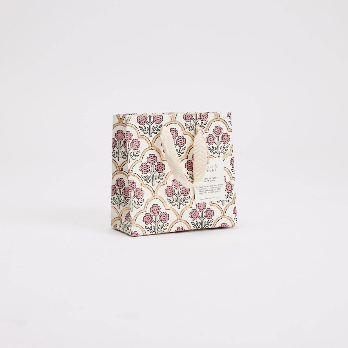 Pink Earth Block Printed Gift Bag