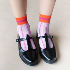 Ankle Mesh Striped Socks