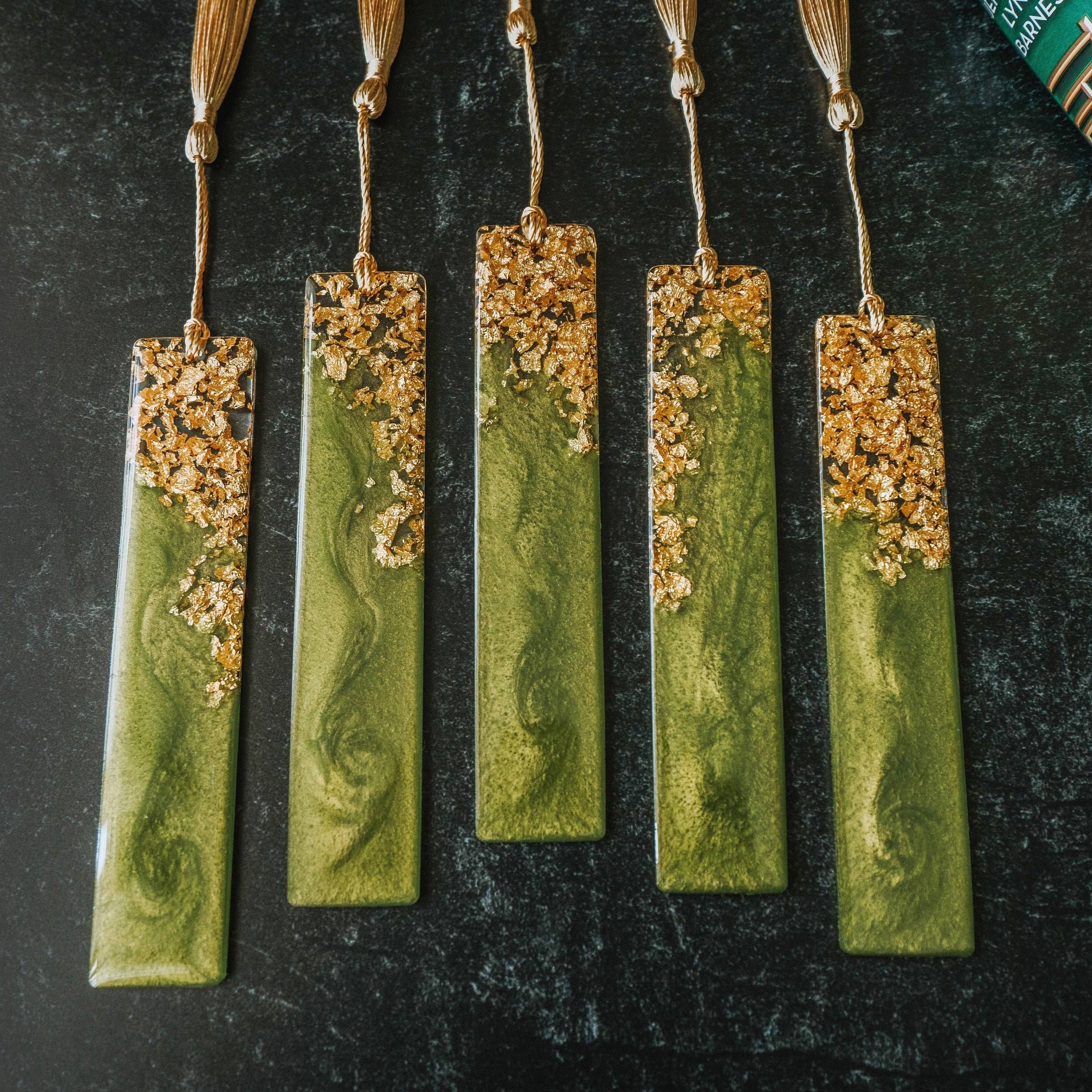 Olive Green & Gold Bookmark