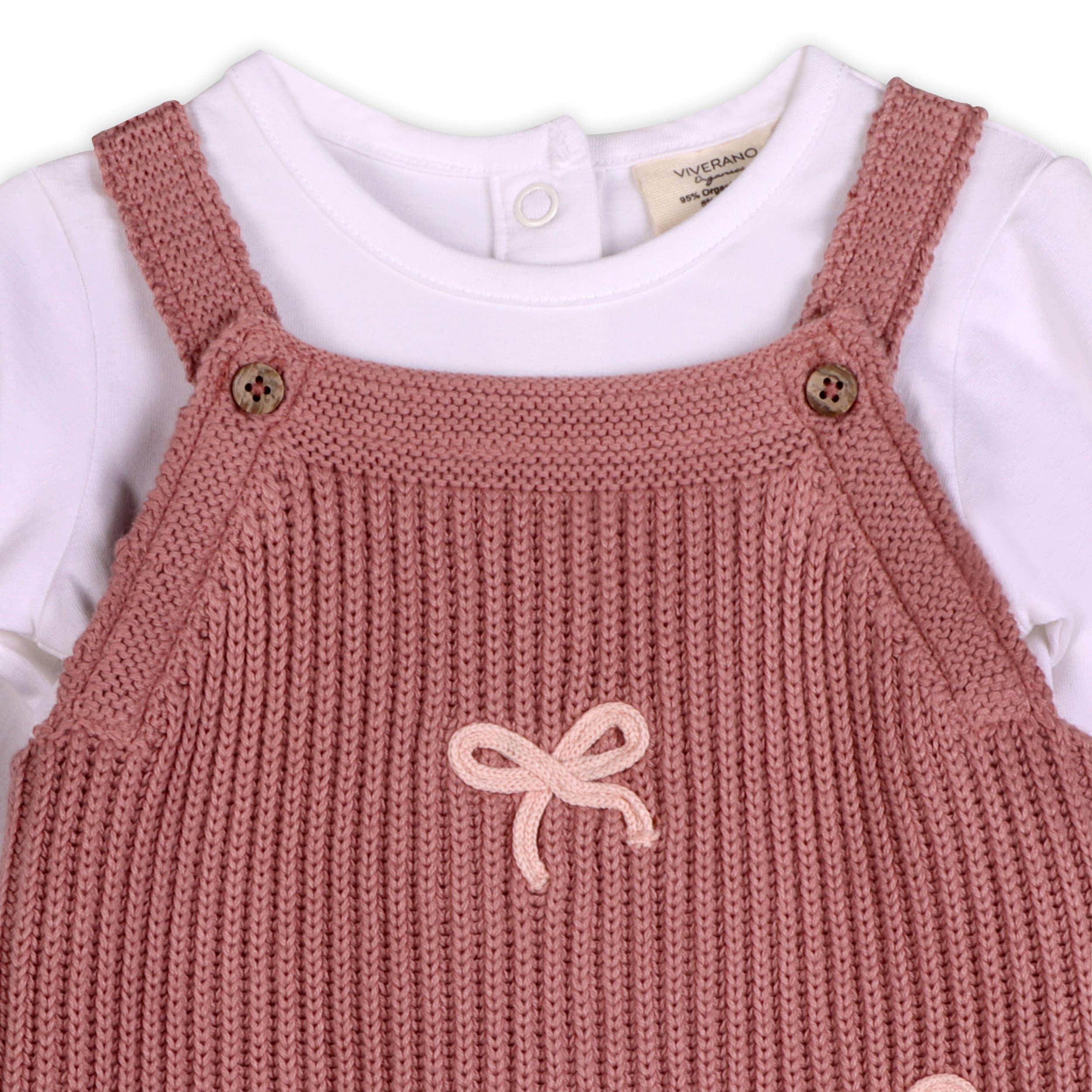 Sweet Bow Embroidered Sweater Knit Baby Jumpsuit