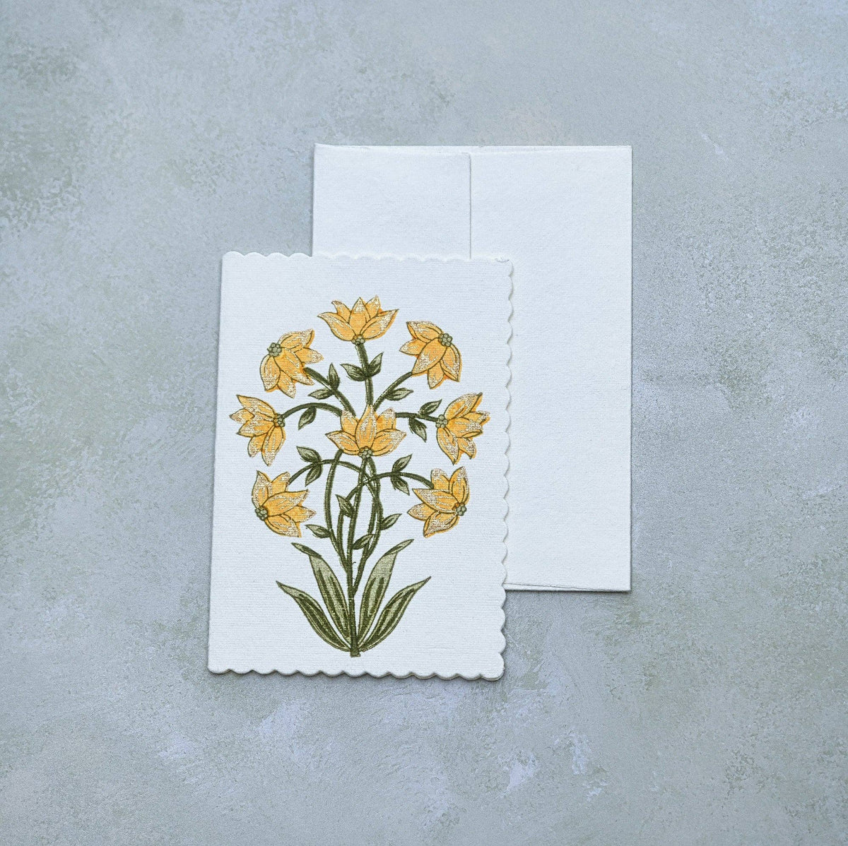 Champaca Saffron Block Print Greeting Card