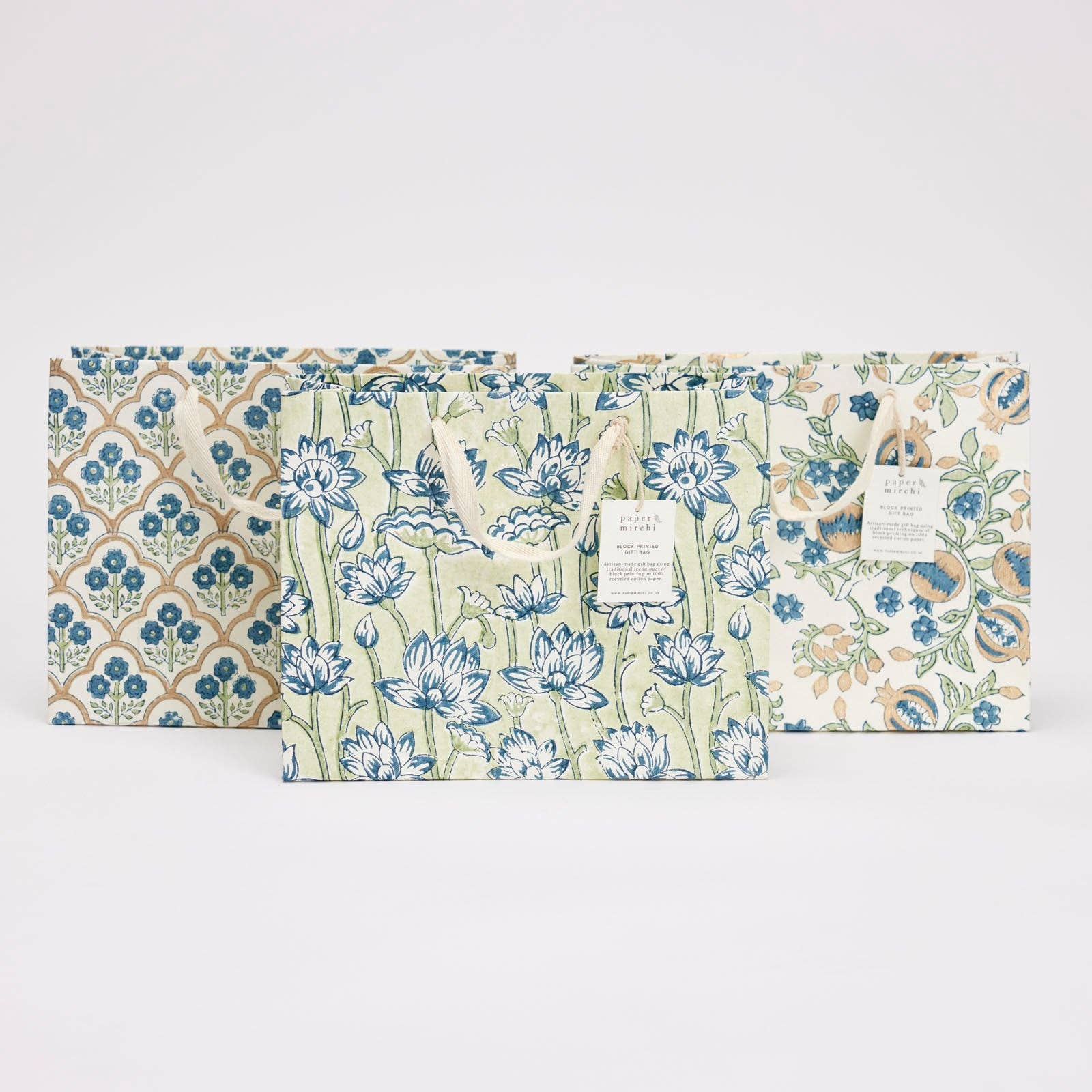 Indigo Block Printed Gift Bags