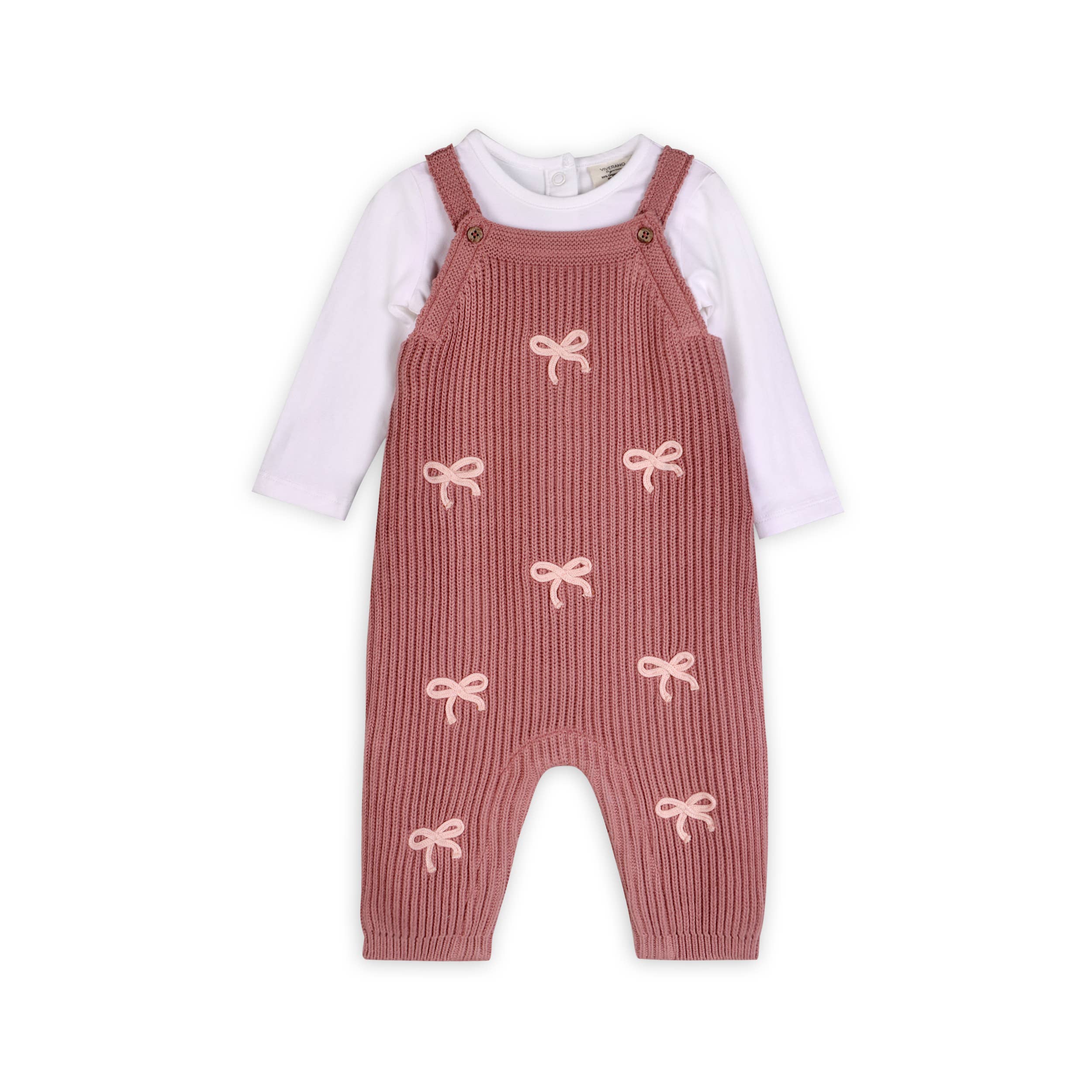 Sweet Bow Embroidered Sweater Knit Baby Jumpsuit