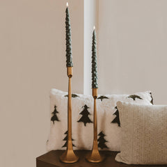 Green Tree Taper Candles Set
