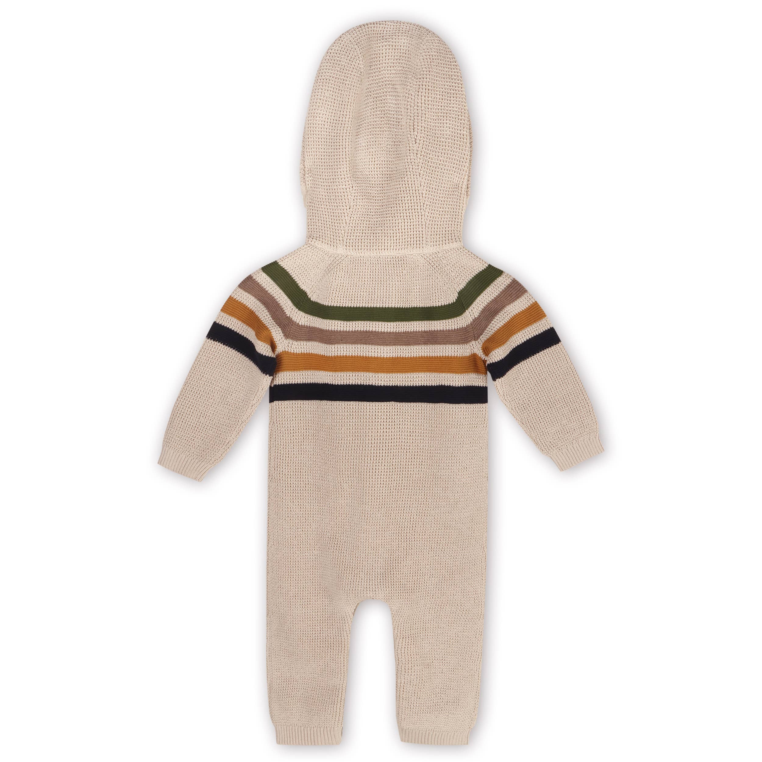 Stripe Hooded Sweater Knit Baby Jumpsuit