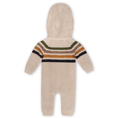 Stripe Hooded Sweater Knit Baby Jumpsuit