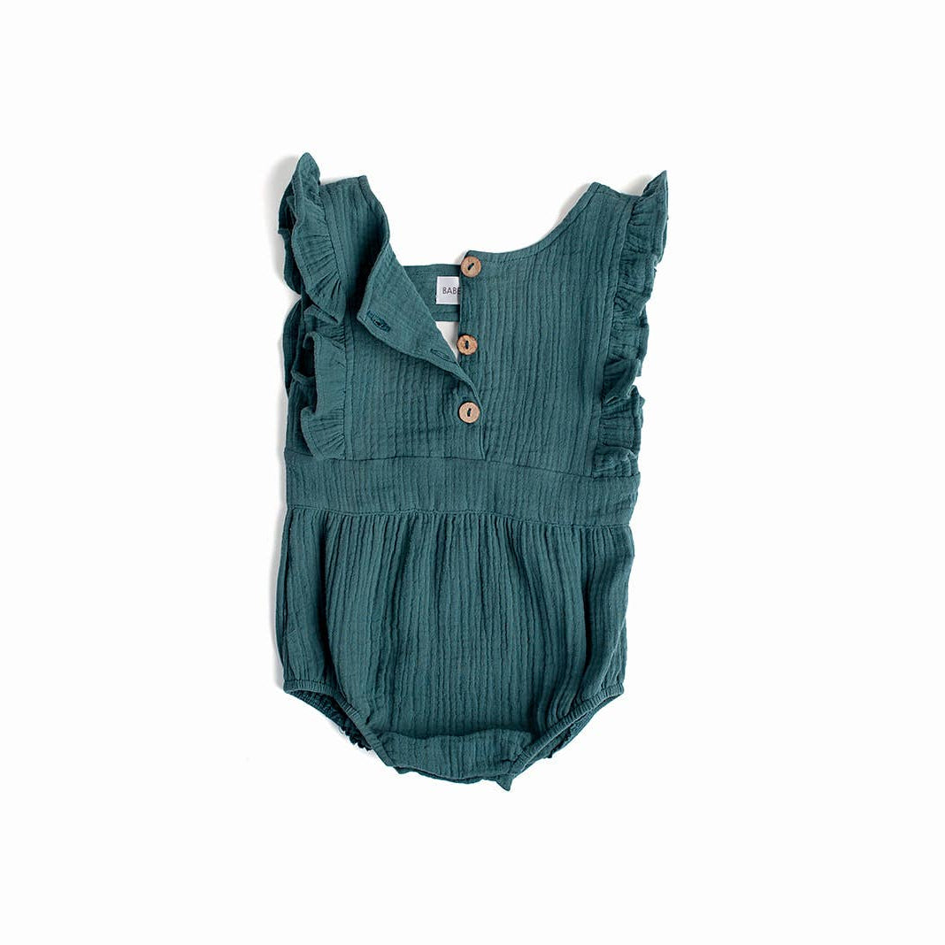 Peacock Backless Cotton Romper