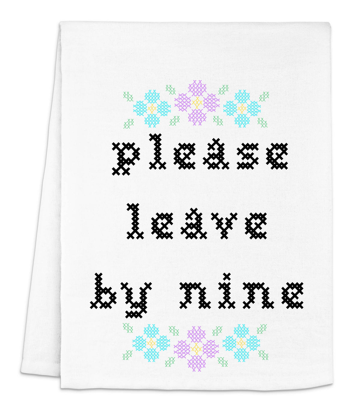 Leave By Nine Cross Stitch Kitchen Towel