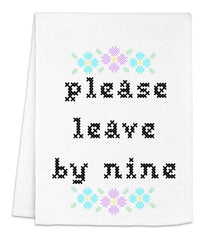 Leave By Nine Cross Stitch Kitchen Towel