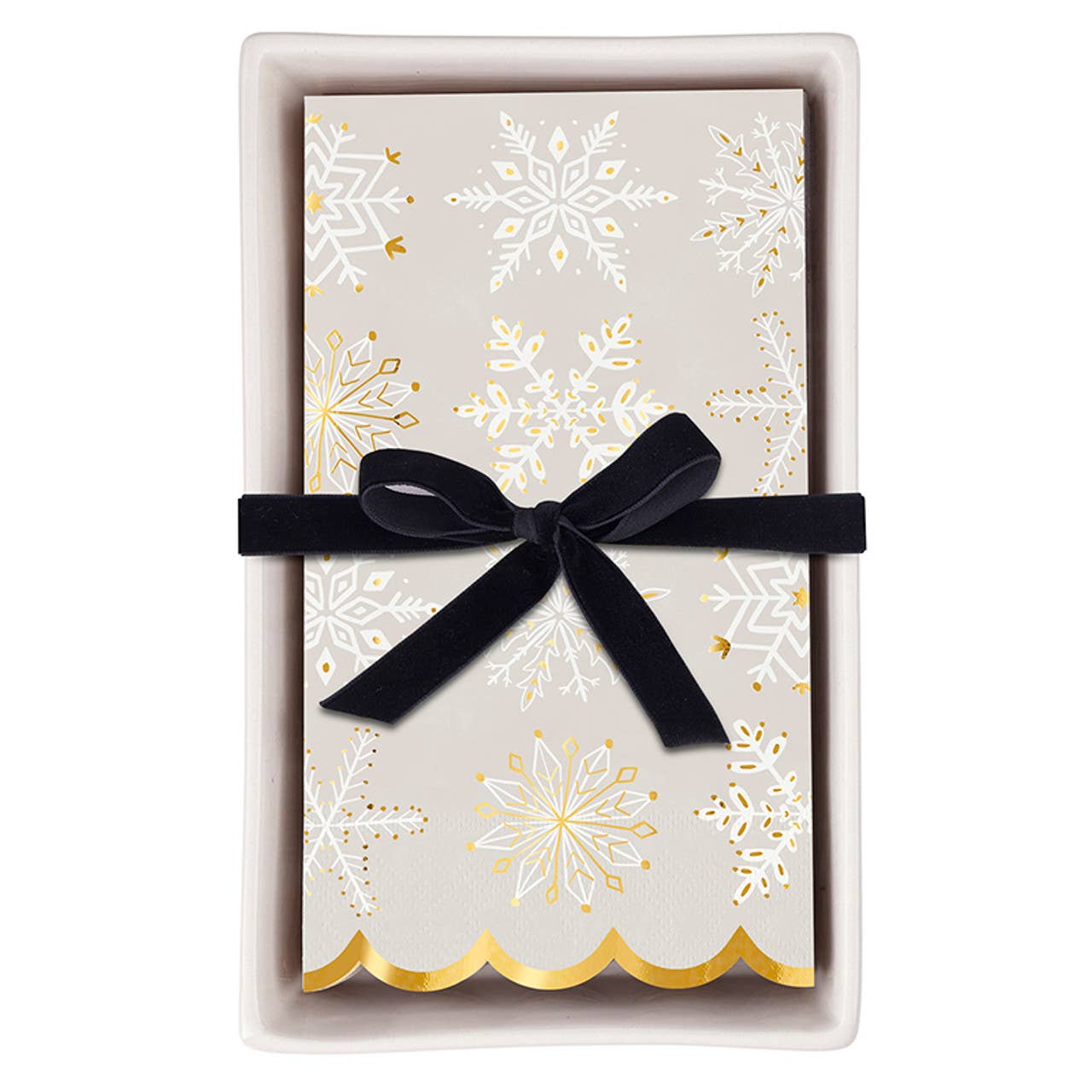 Snowflakes Guest Towels with Ceramic Tray