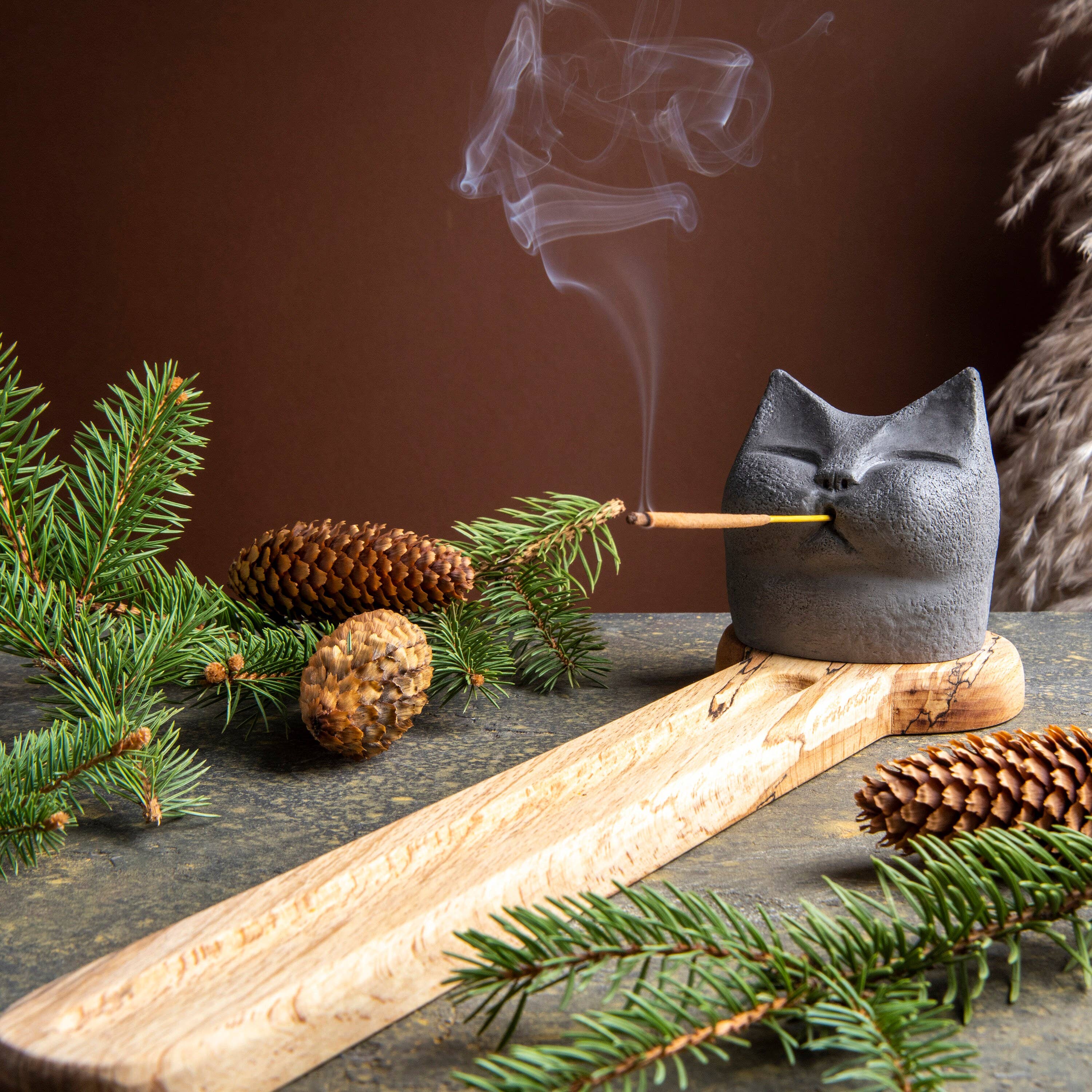 Smiling Cat Incense Stick Holder