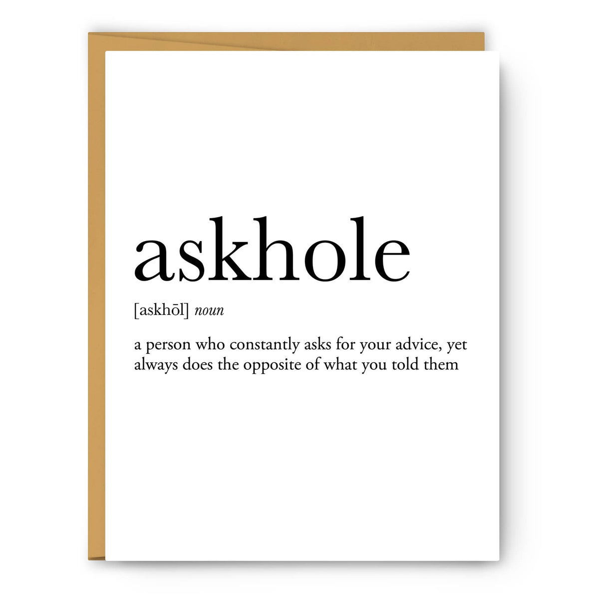 Askhole Definition Card