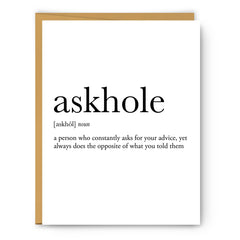 Askhole Definition Card