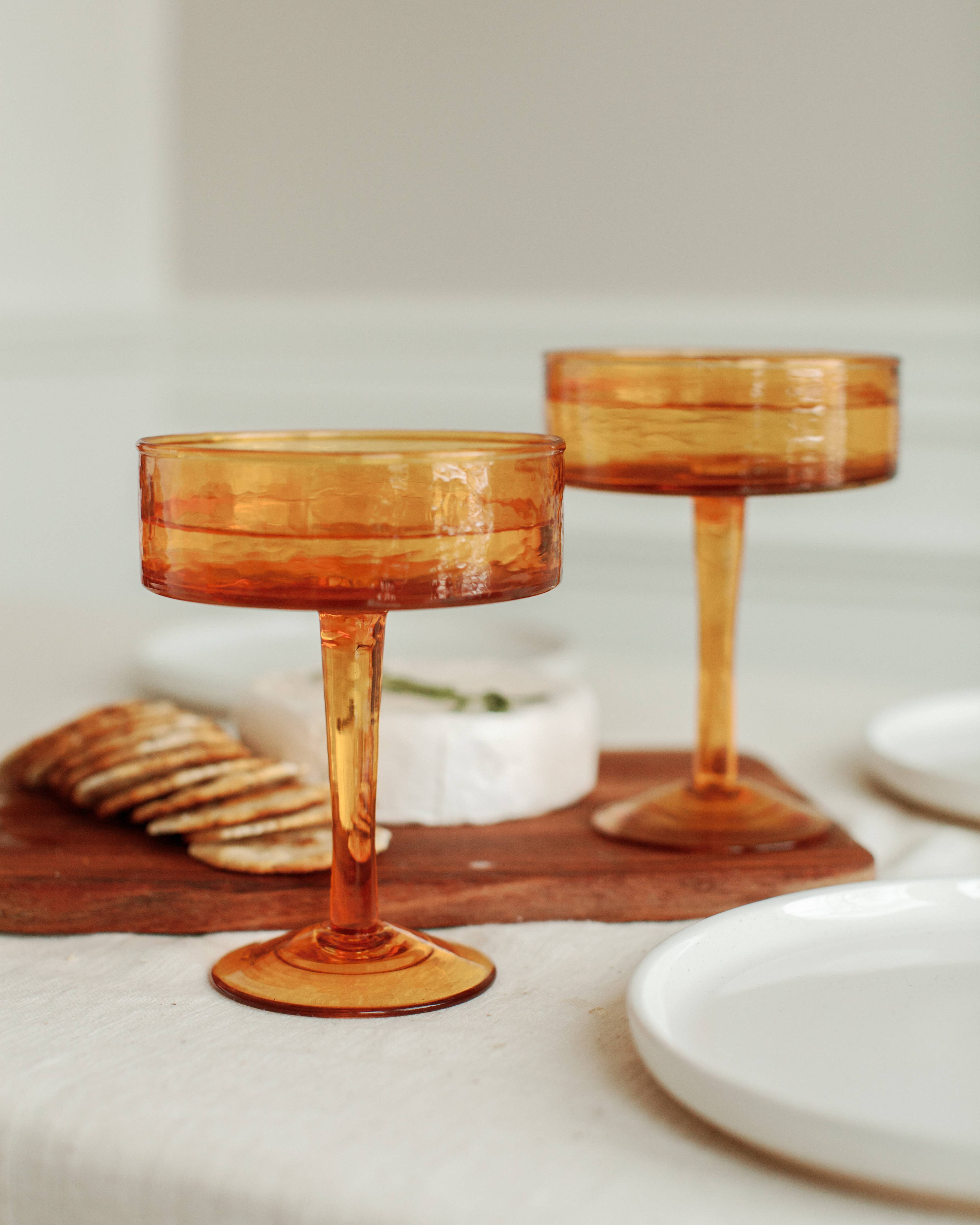 Handblown Hammered Coupe Glasses