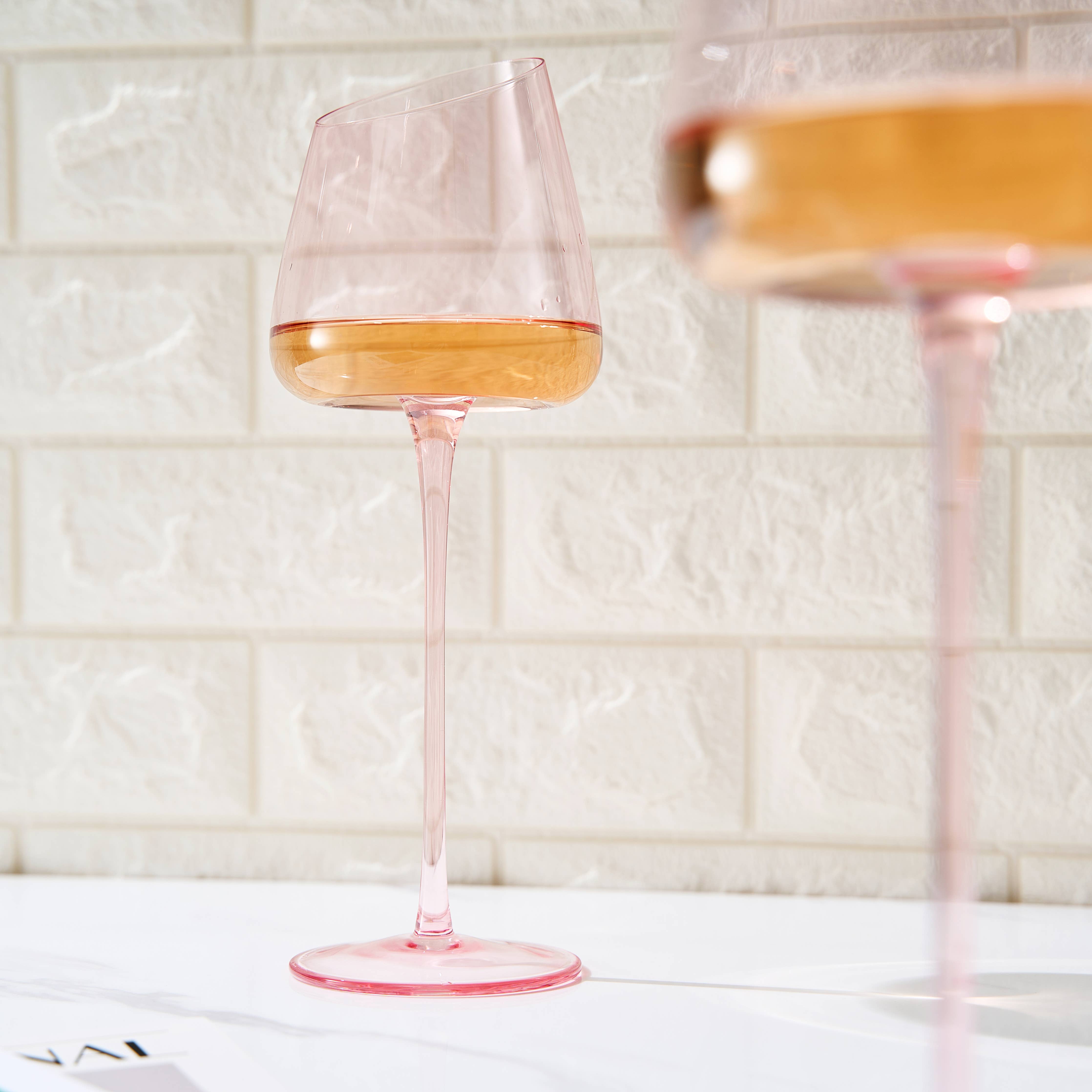 Blush Slant Wine Glass Set