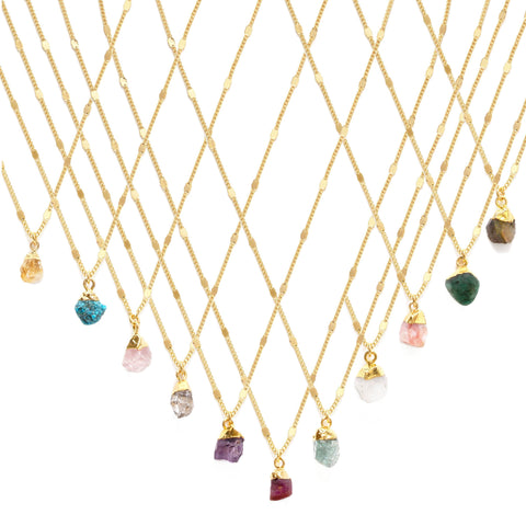 Raw Cut Gemstone Necklace