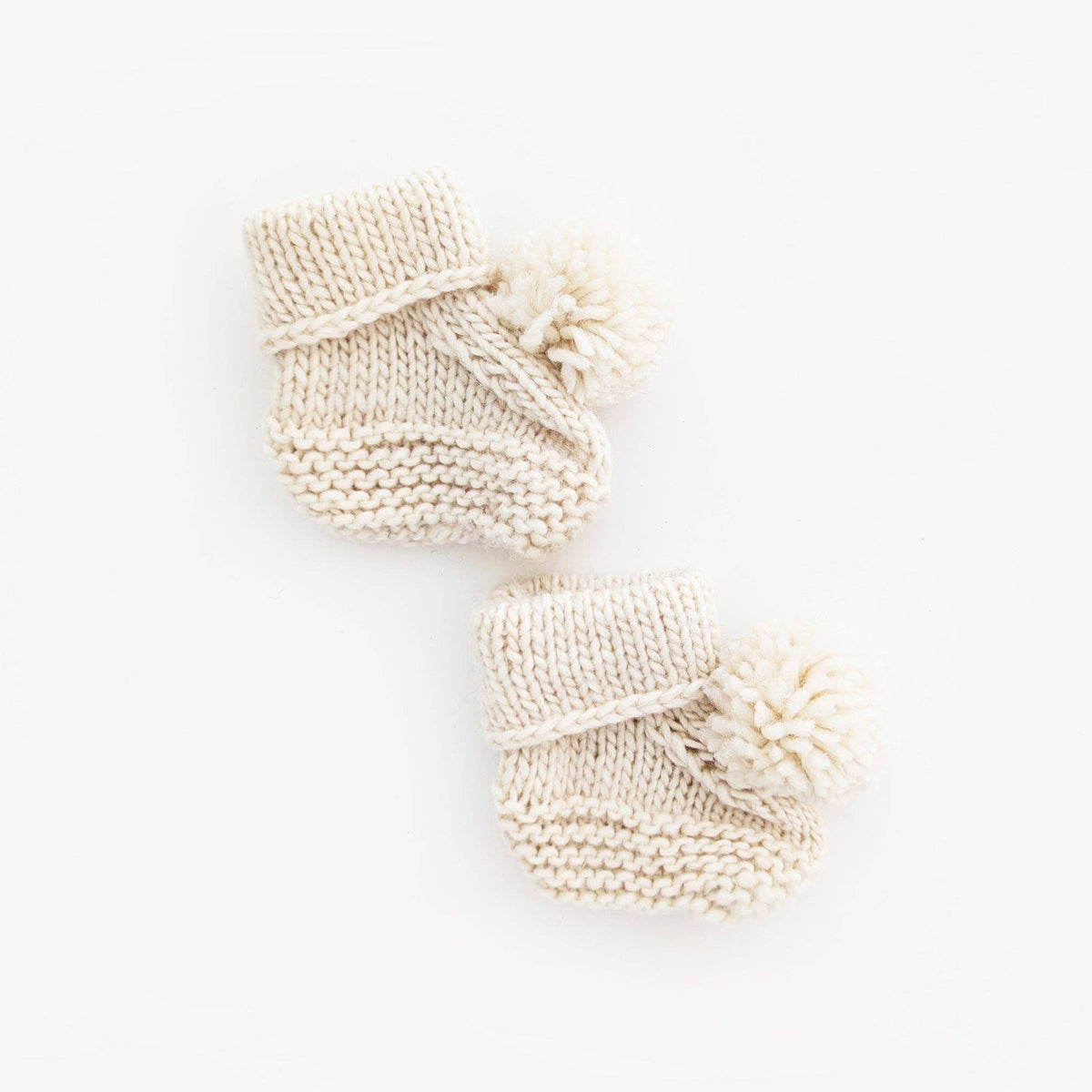 Garter Stitch Pom Pom Baby Booties