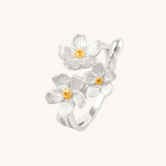 Cherry Blossom Bunch Silver Adjustable Ring