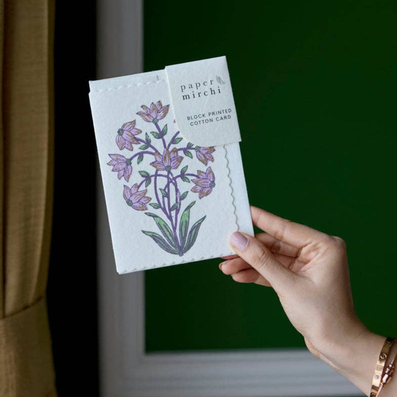 Champaca Lilac Block Print Greeting Card