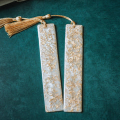 White & Gold Marble Bookmark