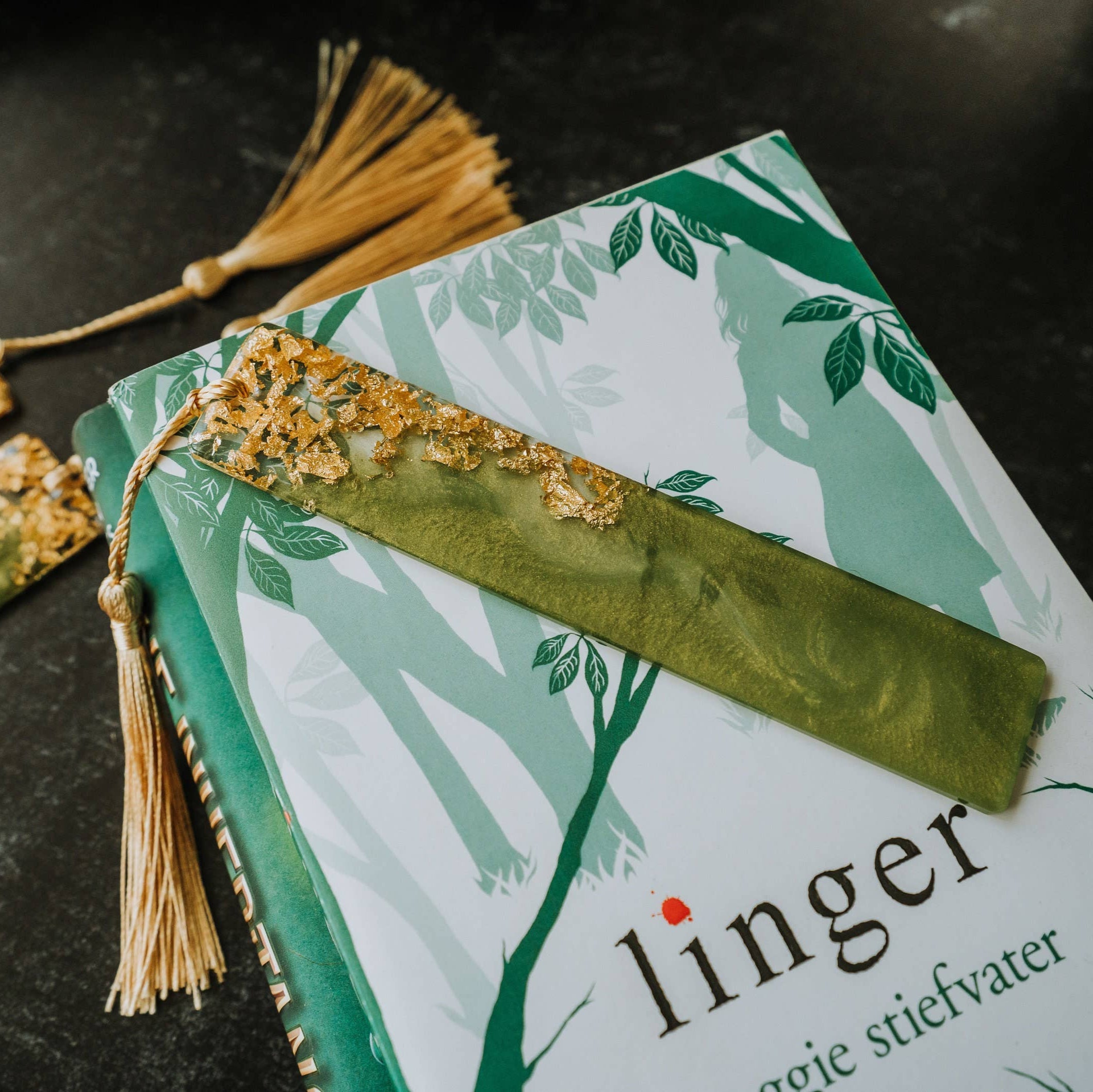 Olive Green & Gold Bookmark