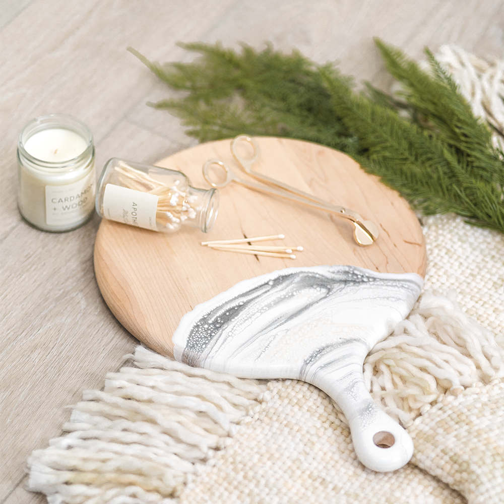 Marbled Resin Maple Serving Board