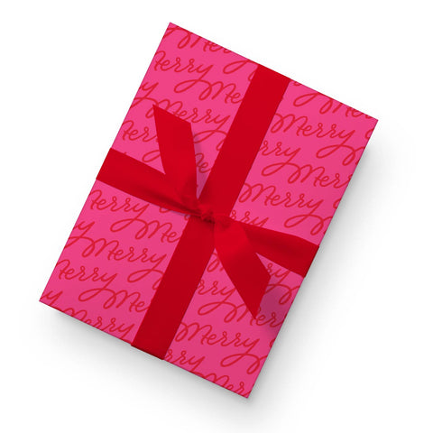 Merry Script Holiday Gift Wrap Sheet