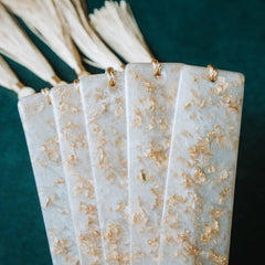 White & Gold Marble Bookmark