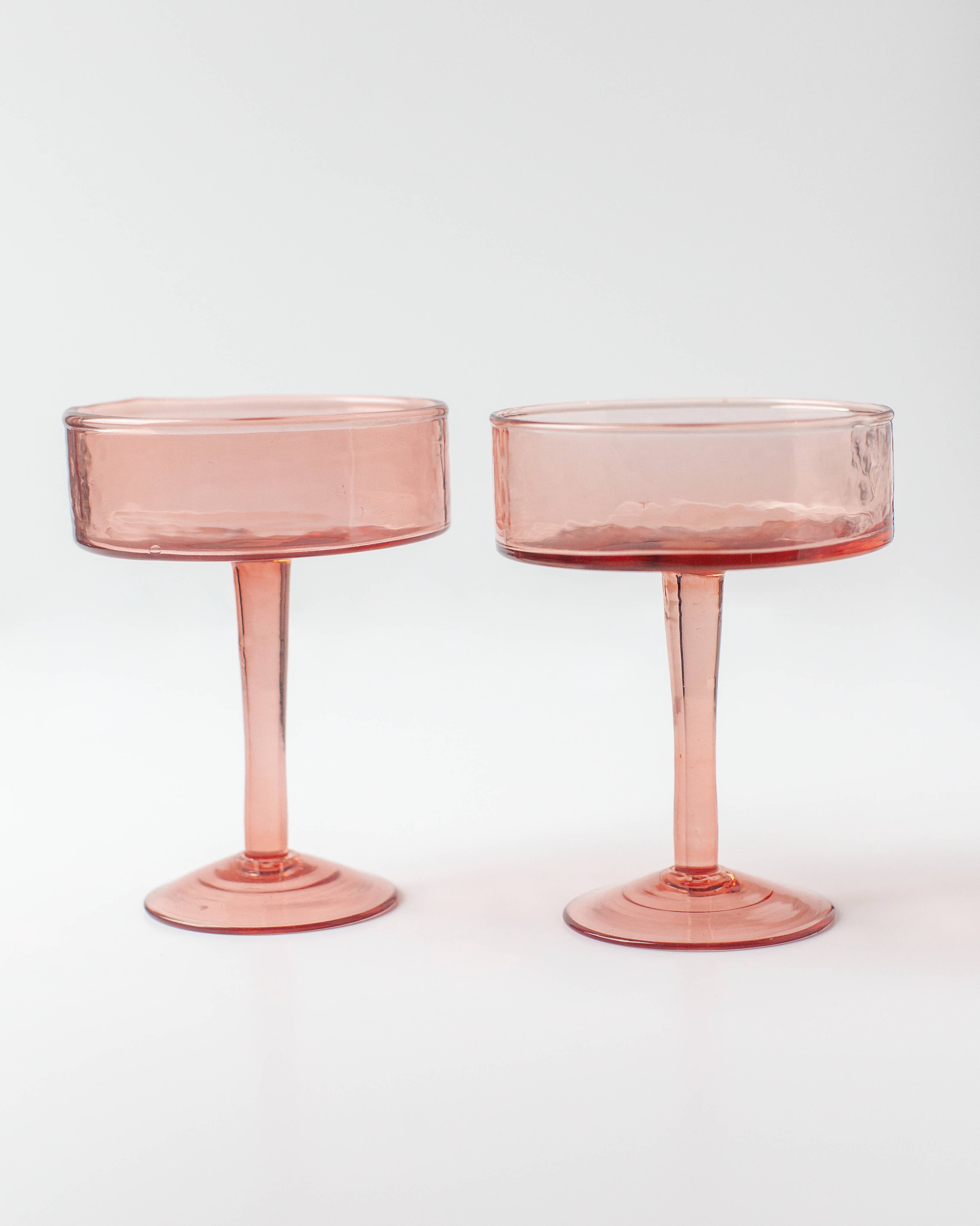 Handblown Hammered Coupe Glasses