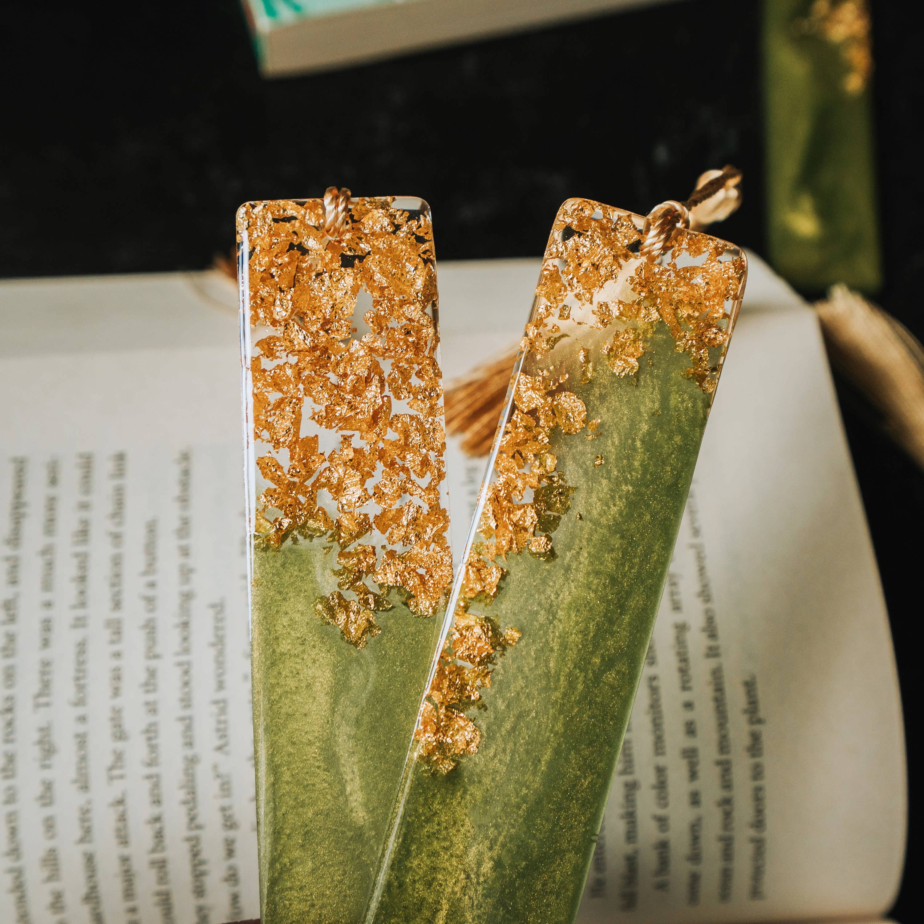 Olive Green & Gold Bookmark