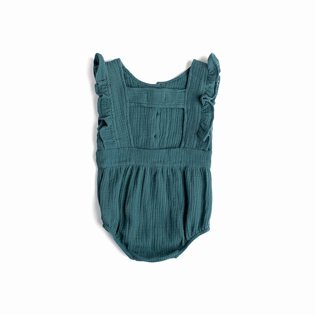 Peacock Backless Cotton Romper