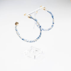 Blue Marble Hoop Earrings