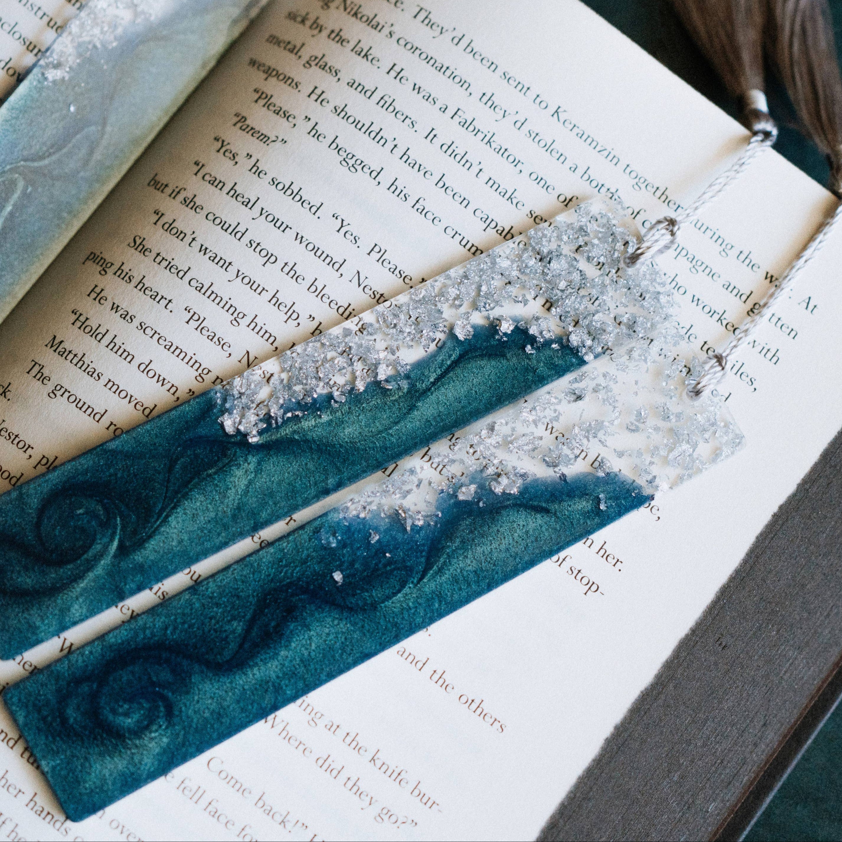 Sea Green & Silver Bookmark