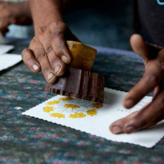 Champaca Saffron Block Print Greeting Card