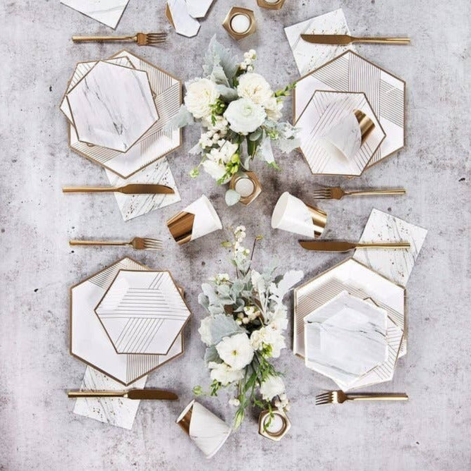 Gold & Blush Hexagon Party Plates - Large