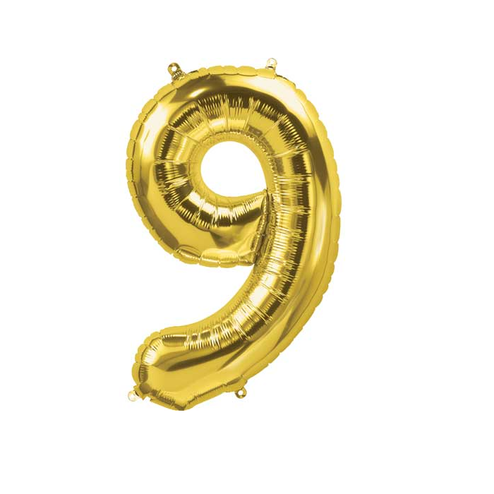 Number 9 Gold Balloon