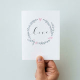 Love Wreath Hearts Calligraphy Card