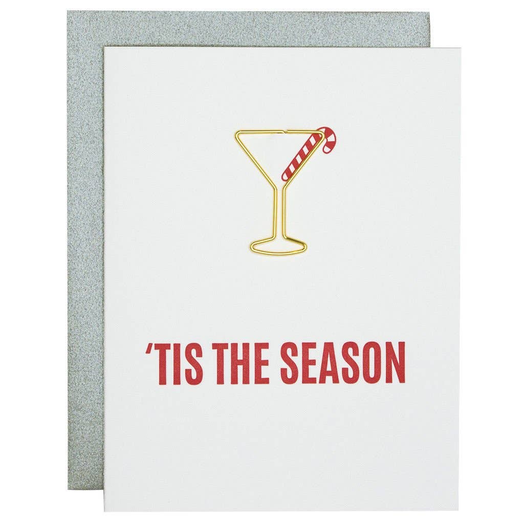 Tis the Season Paper Clip Letterpress Card