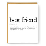 Best Friend Definition Card