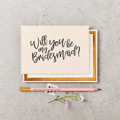 Pink Scalloped Bridesmaid Card
