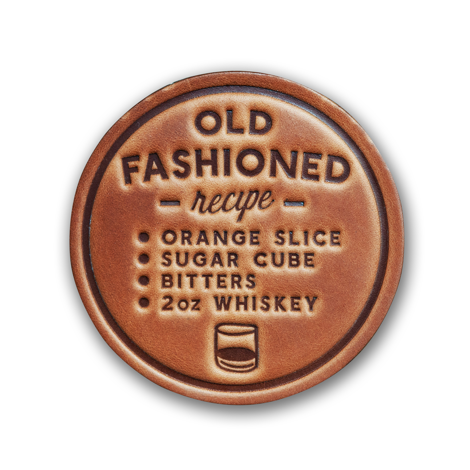 Old Fashioned Recipe Leather Coaster