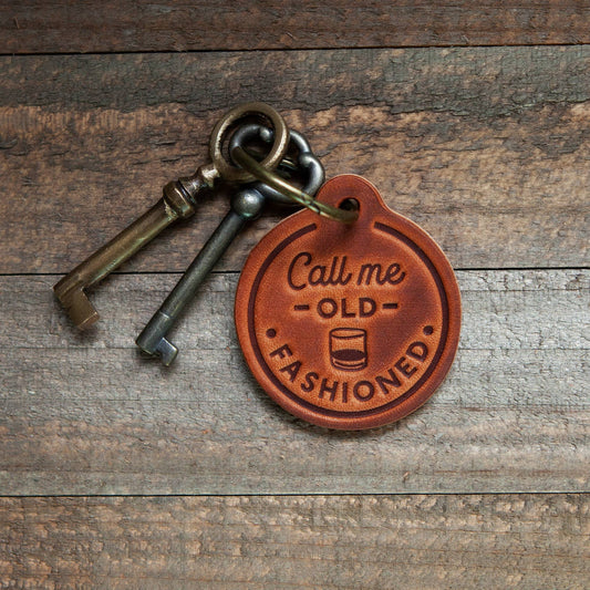 Call Me Old Fashioned Leather Keychain 2000