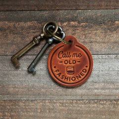 Call Me Old Fashioned Leather Keychain