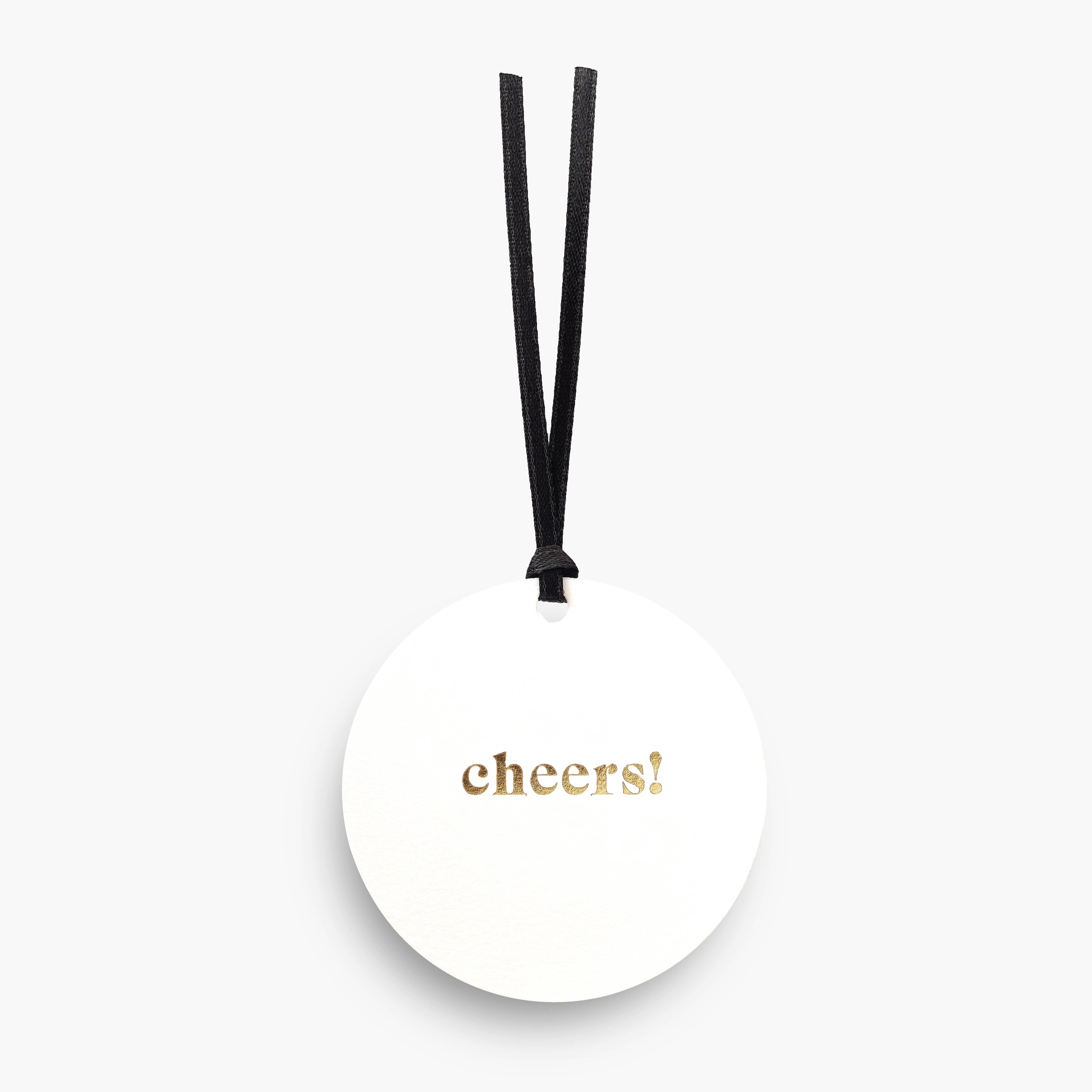 Cheers Gold Foil Gift Tag