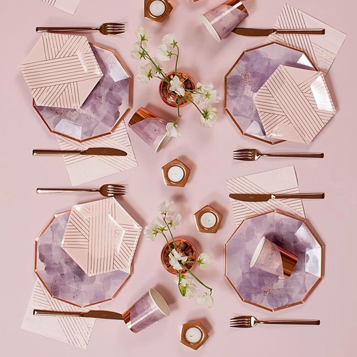 Amethyst Pale Pink Striped Small Paper Plates