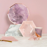 Amethyst Pale Pink Striped Small Paper Plates