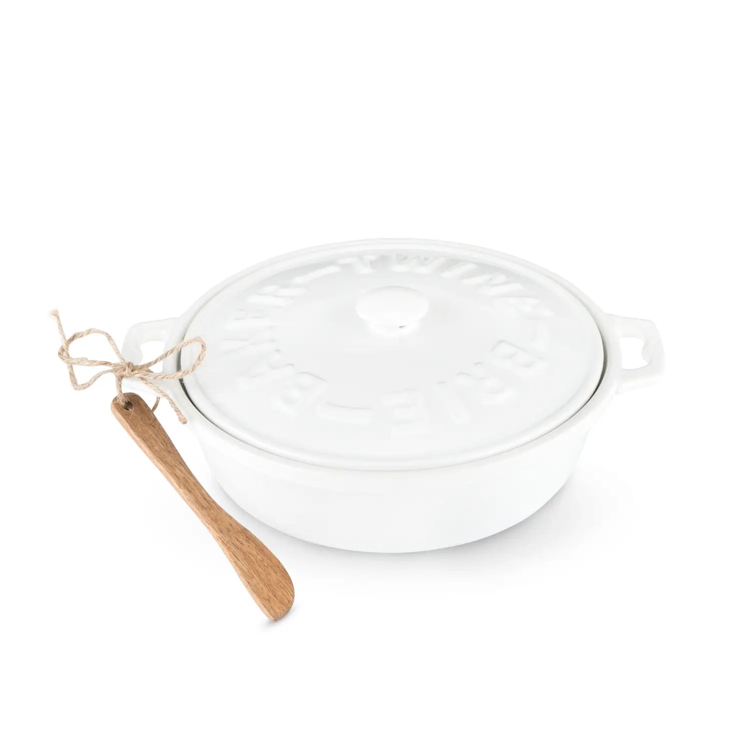Ceramic Brie Baker with Acacia Wood Spreader